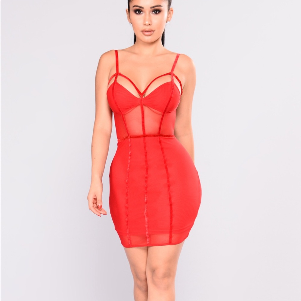 Fashion Nova Avenge Mesh Mini Dress Red Size Small